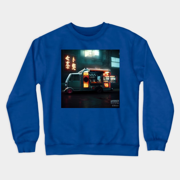 Cyberpunk Tokyo Ramen Food Truck Crewneck Sweatshirt by Grassroots Green